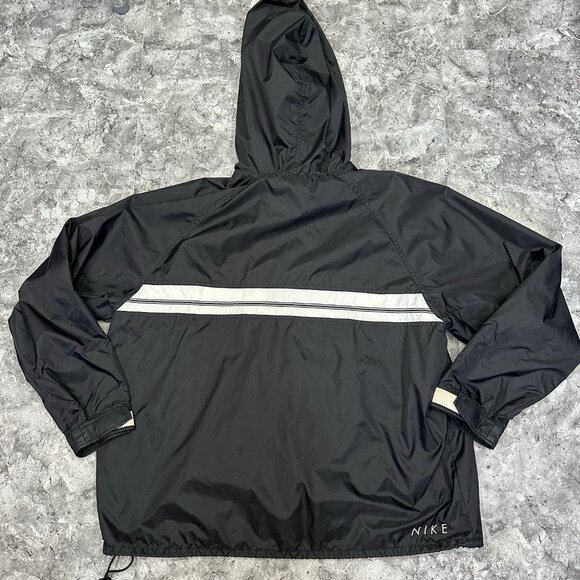 Vintage Nike Jacket Anoark Windbreaker Mens XL Black Swoosh Logo Striped READ - Picture 2 of 8